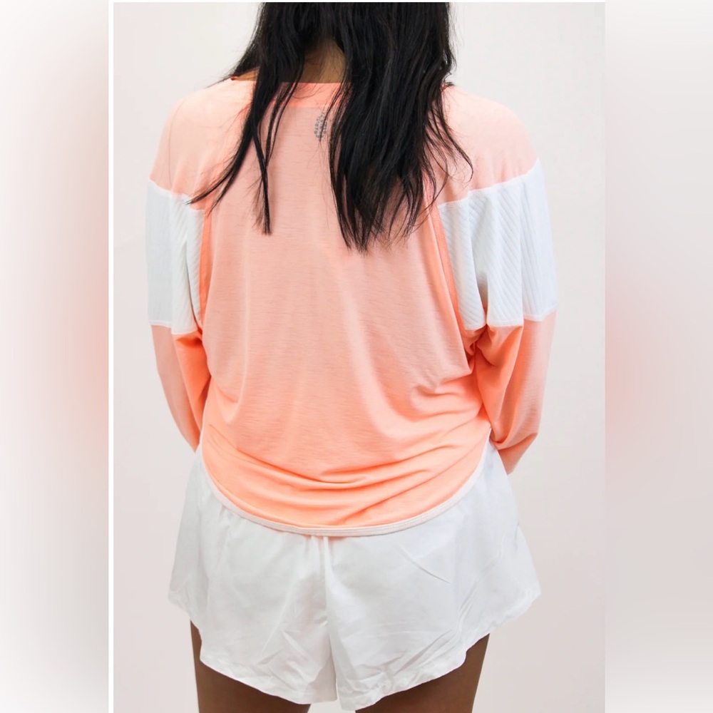 🧡Free People Peach and White Long Sleeve Top - Picture 6 of 15